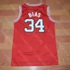 Maryland NCAA Collge Basketball Jersey Len Bias Wit Rood Geel Alle gestikte Size S-3XL