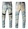 Hot selling!Top Quality Brand Designer AMR Men Denim Slim Jeans Embroidery Pants Fashion Holes Trousers US Size 28-40