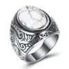 Turkusowe pierścionki ze stali nierdzewnej dla mężczyzn dla mężczyzn dla mężczyzn Kobiety vintage retro starożytny srebrny punkowy tytanowy palec Pierścienie palec moda JE7465203