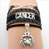 Signos del zodíaco Pulseras de cuero trenzado 12 Constelaciones Géminis Capricornio Cáncer Charms Pulsera Estilos de pulsera Venta al por mayor Directo de fábrica