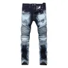 Herren zerrissene Jeans-Designer Lange schlanke Hose mit Löchern mitten in der Mitte des Aufrückens. Größe 28-40 High Quality2418