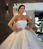 Luxury Sparkly Arabia Dubai Plus Size Sequined Ball Gown Bröllopsklänningar Platser Strapless Bröllopsklänning Brudklänningar