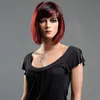 HAIRJOY Synthetisch haar Dames Zwart Rood Gemengde korte rechte pruik9299877