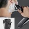 Mini Elektrikli Tıraş Makinesi Erkekler Bıyık Tıraş Sakal Makinesi 3 Kafaları Flex Kuru Islak USB Şarj Razor Barber Saç Düzeltici Için