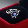 Bague dauphin d'amour en cristal bleu, bijoux simples et mignons pour femme, cadeau à la mode pour petite amie, petits cadeaux de fiançailles