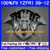 Injektion för Yamaha YZF 1000 R 1 YZF R1 2009 2010 2011 2012 Lila Vit Hot 241hm.33 YZF-1000 YZF-R1 YZF1000 YZFR1 09 10 11 12 Fairing Kit