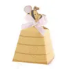 Yellow Bee Candy Boxes Europejski styl Pudełko Pudełko z białymi wstążkami Baby Shower Wedding Favor Birthday Party Supplies