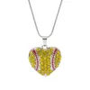 Diamond Heart Pendant Necklace Party Favor Creative Softball Pendants Peach Heart Necklaces Fashion Accessories