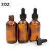 NEWEST Hot Sale 2OZ Boston Round Glass Dropper Bottles 60ml Essential Oil Cosmetics Bottles With Child Proof Lids 576Pcs/Lot Free DHL