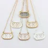 Fashion-Hot Selling Gold Silver Rose Black Cut Out Filigree Oval Pattern Geometric Statement Necklace Hollow Oval CXhoker Necklace