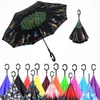 Windproof invertido Umbrella Folding Double Layer reverso Chuva Sun Umbrellas Inside Out Auto Suporte bumbershoot com C Handle 30styles 000