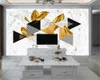 3d Ev Wallpaper Özet Geometrik Çizgiler Altın Ev Geliştirme TV Kanepe Arkaplan Duvar İpek Duvar Kağıdı Boyama