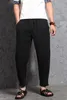 Herenbroek Retro Enkle Lengte Losse Katoen Linnen Lantaarn Broek Mannelijke Harem Wide Peen Casual Mannen Geplooide Black Navy Khaki Pants1