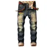 Men's Winter Quente Jeans Calças De Fleece Destruído Rasgado Denim Calças Espessas Thermal Aflige Biker Jeans Para Homens Roupas