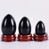 Massage Egg Yoni Natural Black Obsidian Yoni Egg Set med träbas för att träna bäckenmuskler Kegel Övning Relax Muskelverktyg