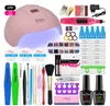 Setuv per unghie in gel e set per manicure elettrico Strumenti artistici 0/6/10/12 Kit di estensione per smalto colorato Lampada per unghie a LED UV 36W