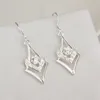 Geplateerd sterling zilver uitgeholde vierhoekige diamant oorbellen DASE444 maat 4.0x1.5cm; Dames 925 Silver Plate Sieraden Oorbellen