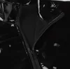 Мужская металлическая новинка Hipster ПВХ из искусственной кожи с воротником-стойкой с короткими рукавами Футболка с застежкой спереди Модные топы ночного клуба