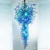 Lustres élégants contemporains couleur bleue lampes de lustre au sol long 100% lustres d'éclairage en verre soufflé à la main escalier