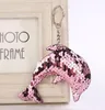 50pcs/Lot Creative Lovely Sequin Dolphin Keychain Glitter Key Rings Gifts For Women Car Bag Pendant Dolphine Key Chain