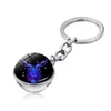12 Zodiac Signs Keychain Fashion Metal Double Side Glass Ball Nyckel Kedjehållare Par Keyring Ringar Gåvor Constellation Smycken Tillbehör