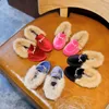 Kinder Mädchen Schuhe Warme Wohnungen PU Leder Wildleder Prinzessin y Schuhe Winter Kinder Pelz Schuhe Kleinkind Marke Schwarz Warme Loafer mode M69485946570355