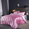 Conjuntos de edredons de cama de luxo conjunto de cama de cetim edredom de seda lençol de solteiro solteiro queen king size conjuntos de cama roupas de cama