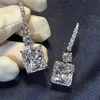 Victoria Bijoux de luxe en argent sterling 925, coupe princesse, topaze blanche plaquée platine, diamant CZ, boucles d'oreilles pendantes pour femmes, crochet de mariée E294Y