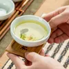 Tasse à thé céladon 6 pièces/ensemble ancienne tasse céladon chinoise, rime en bambou successivement haute tasse céladon peinte à la main
