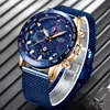 2019 LIGE nouvelle montre décontractée pour hommes Date montres à Quartz Sport chronographe mode bleu maille ceinture montre Relojes Hombre264N