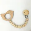 Trä molarisäker pacifier kedja clip bok djur tecknad pendant napphållare baby clips trä teether pacifier clip teeting leksak