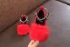 Kinder Mädchen Kinder Plüsch Samt Warme Faux Pelz Loafer Schuhe Für Teenager Mädchen Prinzessin Party Hochzeit Schuhe Schuh Neue 2020 rot schwarz