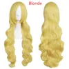 Mapofbeauty 32 "Long Wavy Wigy Cosplay Perucas Falsa Bangs 29 Cores Pink Black Blue Brown Blonde Mulheres Peruca Cabelo Sintético Resistente ao Calor