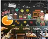 wallpaper for walls 3 d for living room European and American hand painted blackboard fruit coffee shop background wall
