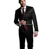 El más nuevo padrino negro pico solapa boda novio esmoquin hombres trajes boda/graduación/cena mejor hombre Blazer (chaqueta + corbata + chaleco + pantalones) 559