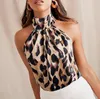 Women Blouses Sexy Leopard Print Ladies Shirts And Tops Halter Blouse Sexy Sleeveless Tops Womens Clothing Summer Female Blouses WY410