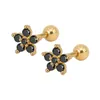 Zircon Flower Ear Studs Fashionable 316L Aço Inoxidável CZ Brincos Corporal Jóias Para As Mulheres Meninas Adolescentes