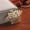 Gold Handmade Imitation Pearl Hair Combs Jewelry Set Hair Sticks Tiaras Hairpins Wedding Hair Accessories for Bridal Gifts247O