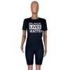 Black Lives Matter 2 Piece Outfits Short Sets for Women Casual Sport Short Sleeve Bodycon Short Pant Tracksuit Outfit T shirts KKA7965