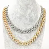 Iced Out 15mm Miami Cuban Link Chain 8 "16" 18 "20" 24 "Niestandardowy Naszyjnik Bransoletka Rhinestone Bling Hip Hop dla Mężczyzn Biżuteria Naszyjniki