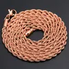 Hip Hop Bredd 3mm 316L Rostfritt stål Rep Chain Halsband Twisted Chain Guld Silver Rose Gold Halsband För Kvinnor Män Smycken Dropshipping