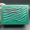 Caja de regalo para relojes Rolex, color verde oscuro, de la mejor calidad, etiquetas y papeles para tarjetas de folletos en inglés, cajas de relojes suizos