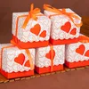 Älskar godisbox ihåliga hjärtfavådare Hållare Packing Square Lace Gift Package Boxar för födelsedags jul