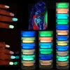 Glöd i det mörka nagelpulveret 6 Färger Nail Sculpture Acrylic Crystal Powder Neon Florescerande doppning Ljuspulver 6st / Set