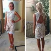 Exquisite Lace Cocktail Dresses 8th grade Short Prom Dress Applique Homecoming Graduation Dress Open Back Lace Party Dresses Women summer