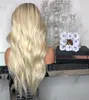 Verkopende Ombre Blonde Body Wave Hittebestendige Haarkant Kant Pruik Middendeel Lijmloze Synthetische Pruiken voor Zwarte Dames FZP146