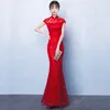 赤い花嫁チャイナ州オリエンタル女性結婚式Qipao Chineseスタイルエレガントなロングドレス高級ローブパーティードレスvestido s-4xl