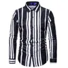 Camisa de Rayas de Lujo Camisa Valtical Streetwear Social Alta Calidad NuevoカジュアルAjustado Fit Vestir Para Hombres Corebres