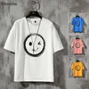 Komik Gülümseme Baskılı T Gömlek Erkekler Yaz Yeni Moda Kısa Kollu Streetwear Erkek T-shirt Rahat O Boyun Hip Hop Üst Tee 5XL