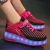 2020 New 29-40 carregamento USB Children Sneakers com 2 rodas Meninas Meninos Led calça as sapatilhas Crianças Com Rodas Roller Skate Shoes SH190916